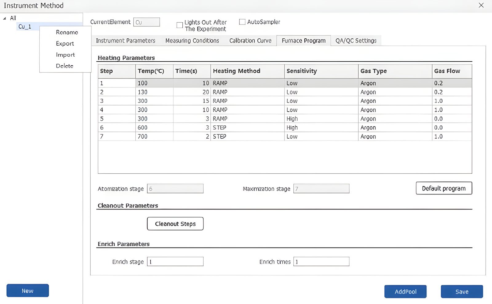 Preset parameters